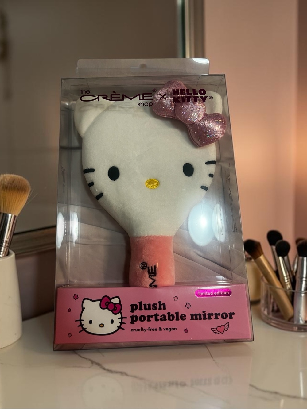 The Creme Shop x Hello Kitty Plush Portable Mirror Pink NEW